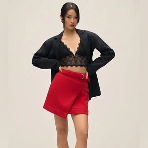 NWT ~ Maeve Red Belted Wrap Mini Skirt